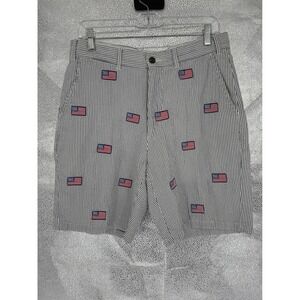 Castaway Nantucket Island Men Striped Flag Shorts Size 32 Patriotic USA